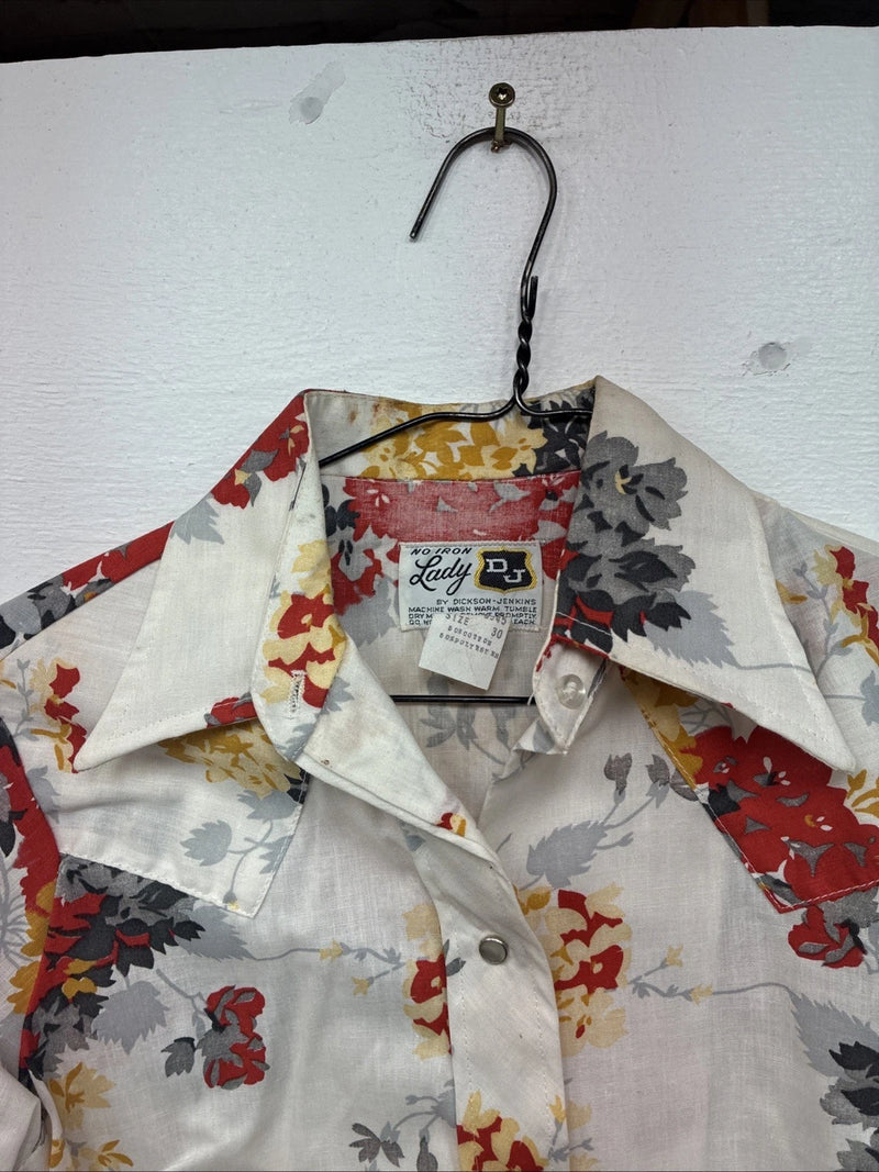 New Women’s Dickson Jenkins Floral Long Sleeve Pearl Snap Size 30 KK-3