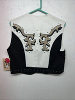New Women’s 1849 Authentic Ranchwear White Black Show Vest Large E-604