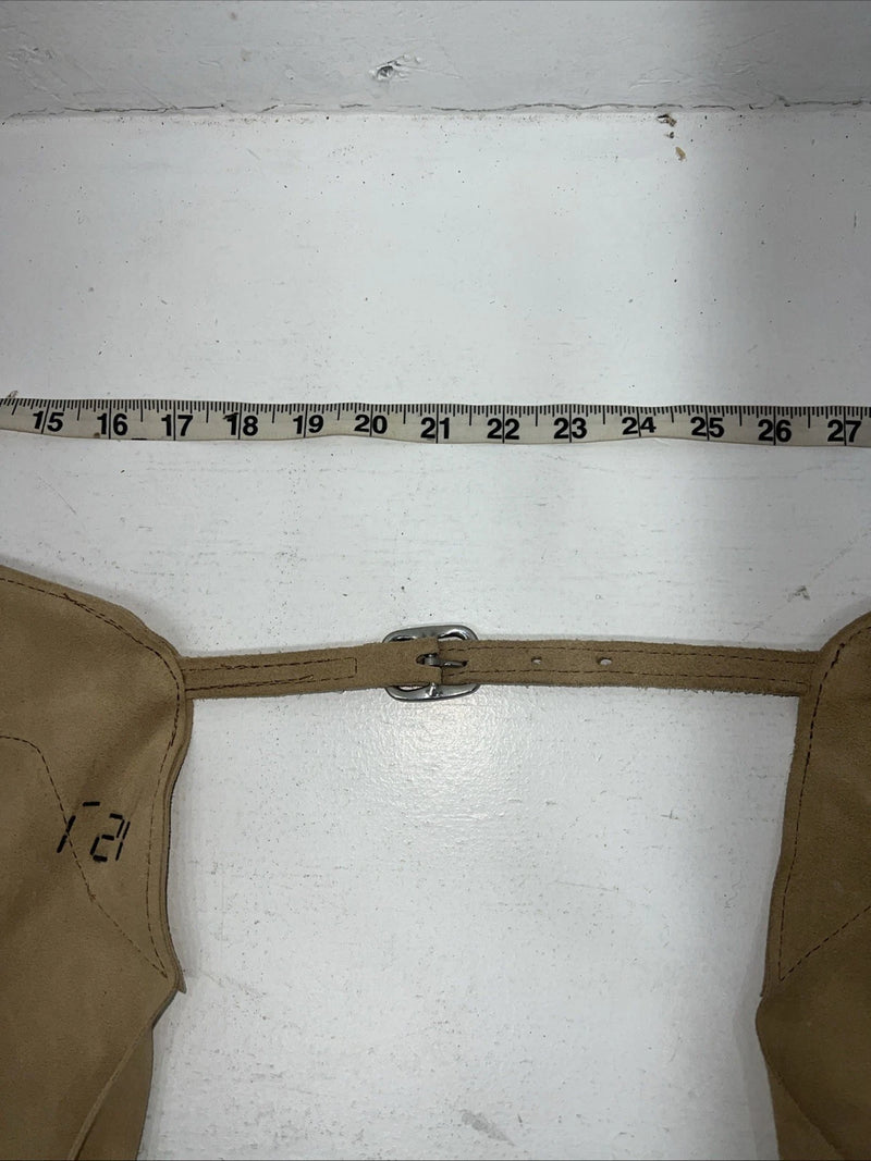 New Tan Congress Leather Show Chaps With Fringe Adjustable Waist 44” L-45