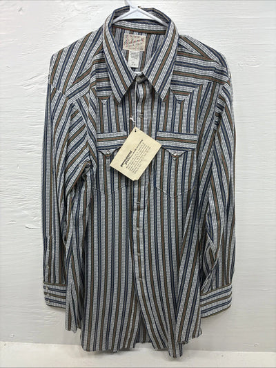 New Men’s RocketMount multicolor Stripe Long Sleeve Pearl Snap XL M-61
