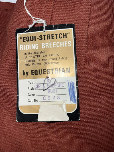 New Girls Burnt Orange Equestrian Equi-stretch English Riding Breeches. 10 A-141