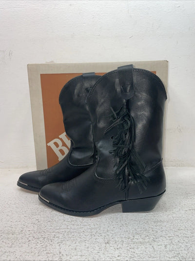 New Kids Black With Fringe Bronco Cowboy Boots. C 1870 1.5 1 1/2 D. 23-110
