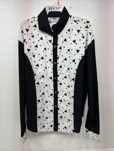 New Women’s Cowboy Threads Black White Long Sleeve Button Up XL II-41