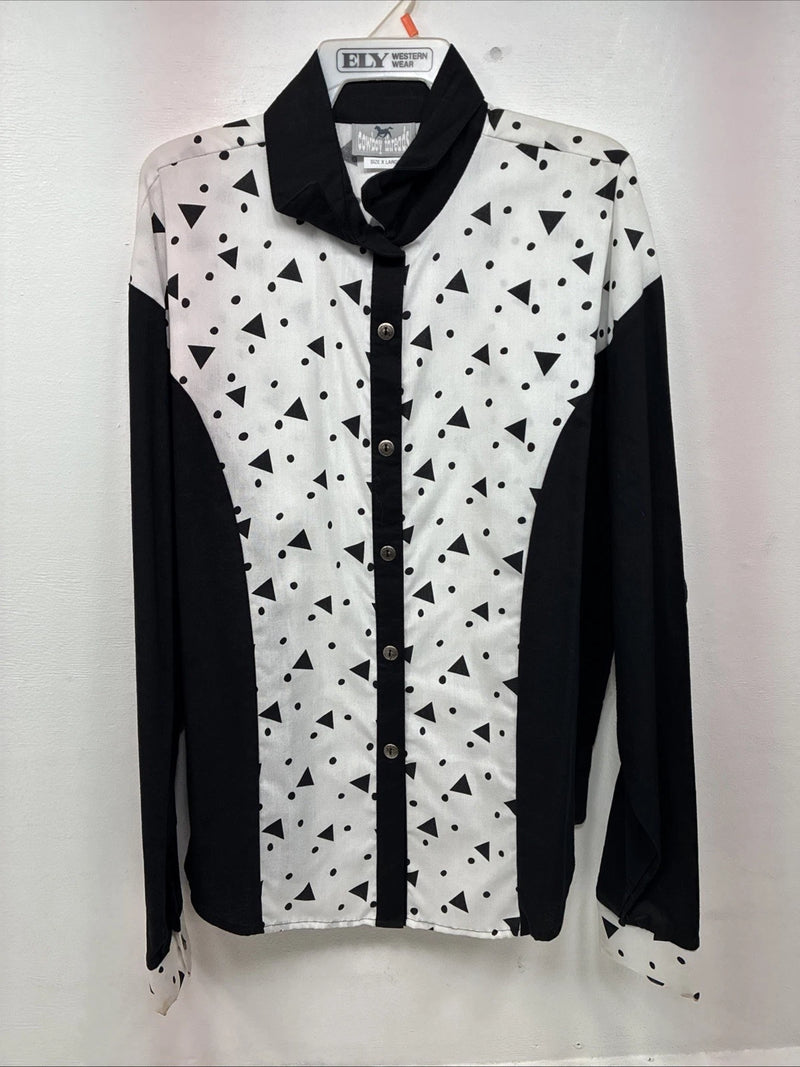 New Women’s Cowboy Threads Black White Long Sleeve Button Up XL II-41