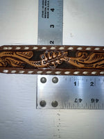 New Brown Genuine Leather Longhorn Tooled 32” Belt #82827 JJ-1