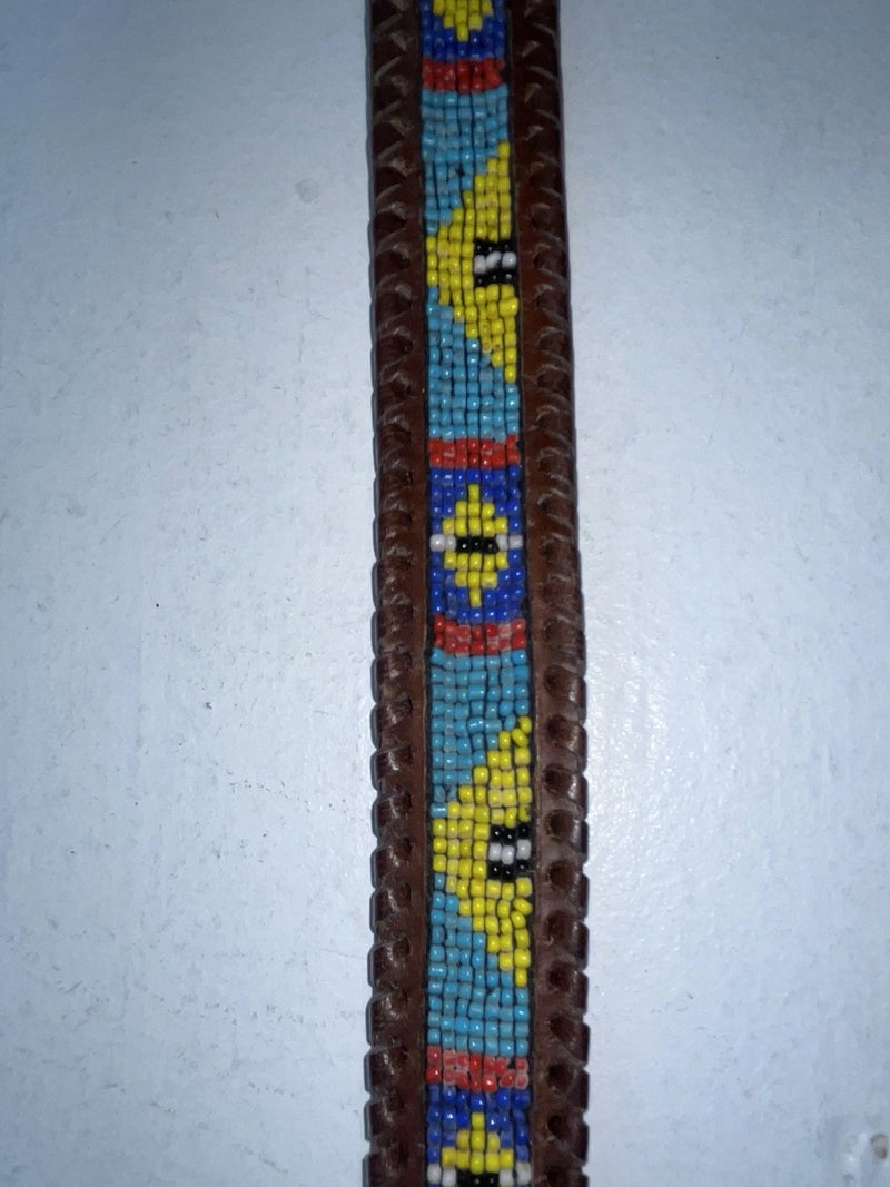 New Brown Genuine Leather Dos Amigos Beaded 26” Belt #AM486L Z-65
