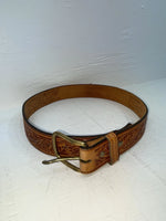 New Brown Genuine Leather Perkies Tooled 30” Belt #8601 JJ-138