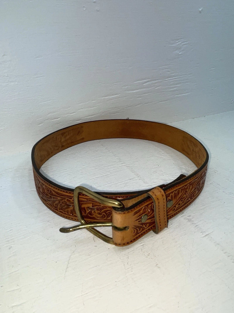 New Brown Genuine Leather Perkies Tooled 30” Belt #8601 JJ-138