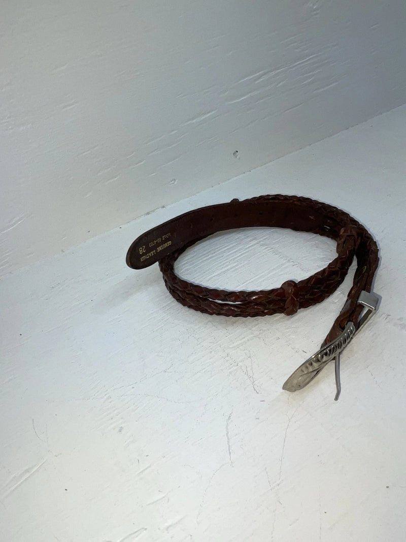 New Brown Genuine Leather Braided Rope 28” Belt #02/4703 JJ-48