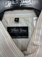 New Men’s White Horse Tan White Stripe Short Sleeve Pearl Snap XL O-72 