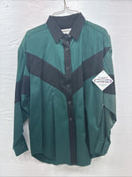 New Teens Longhorn Green Black Death Long Sleeve Button Up Large V-83