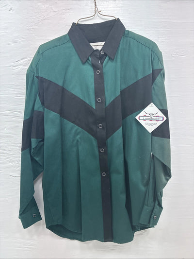 New Teens Longhorn Green Black Death Long Sleeve Button Up Large V-83