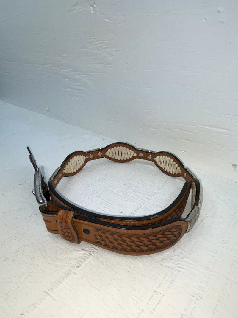 New Brown Genuine Leather Nocona Weaved And Pendent 28” Belt #2216448 NN-18