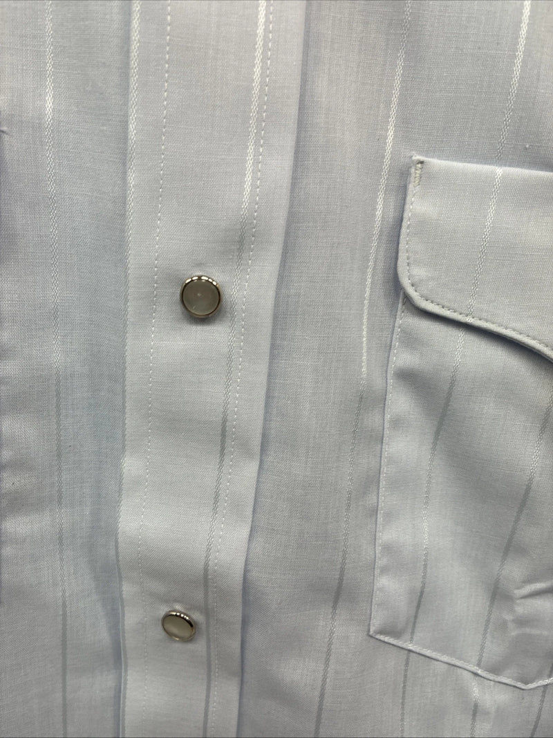 New Men’s Mesquite Light Blue Long Sleeve Pearl Snap 18 X 37 2XL E-54
