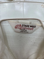 New Women’s Stage West White Pearl Long Sleeve Button Up Size Medium YY-75