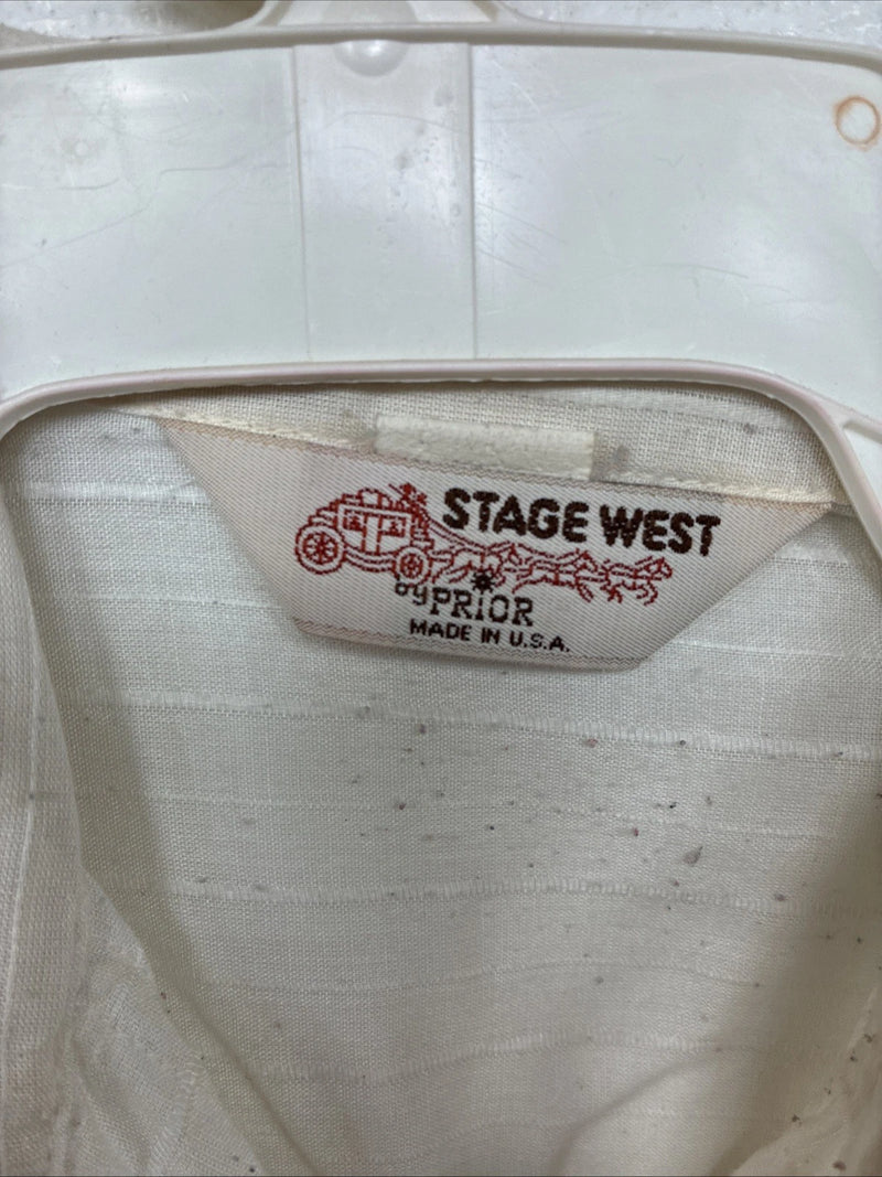 New Women’s Stage West White Pearl Long Sleeve Button Up Size Medium YY-75