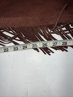 New Congress Leather Burgundy Show Chaps With Fringe Adjustable Waist 40” L-47