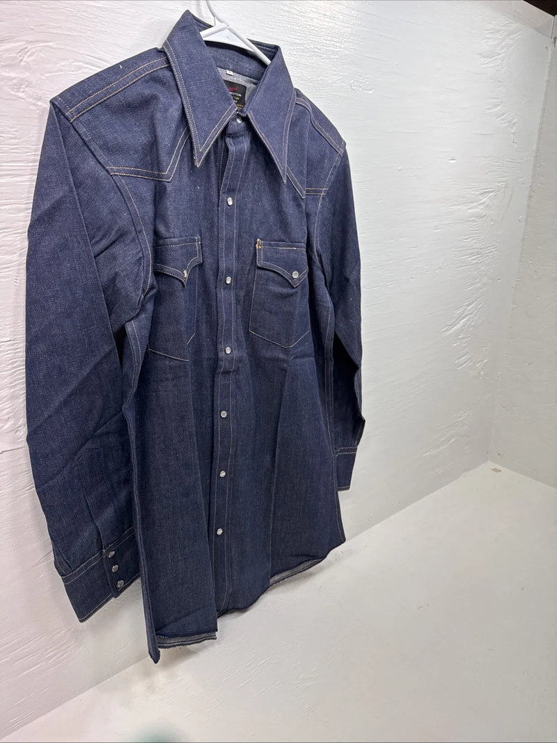 New Men’s Champion Western Jean long sleeve pearl snap small B-65