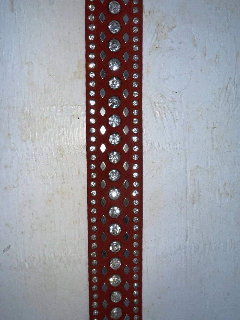 New Red Genuine Leather Nocona Silver Bling M Belt #N3432604 Z-101