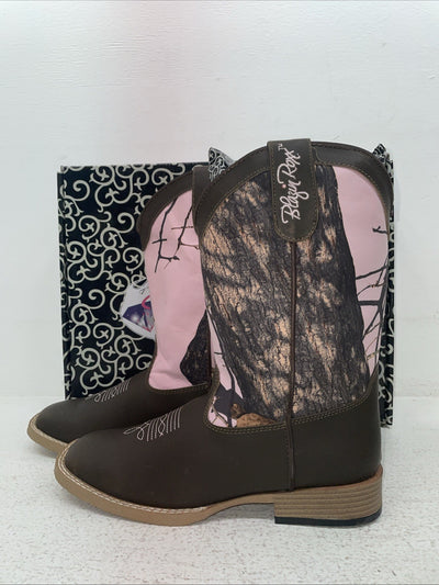 New Youth Brown With Pink Camo Blazin Roxx Cowboy Boots. 4472202 5.5 5 1/2. 2-89