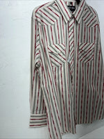 New Men’s Pink Stripped White House Long Sleeve Pearl Snap Shirt. XL S-31