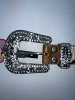 New Cow Print Genuine Leather Blazin Roxx Bling S Belt #N3510602 Z-59