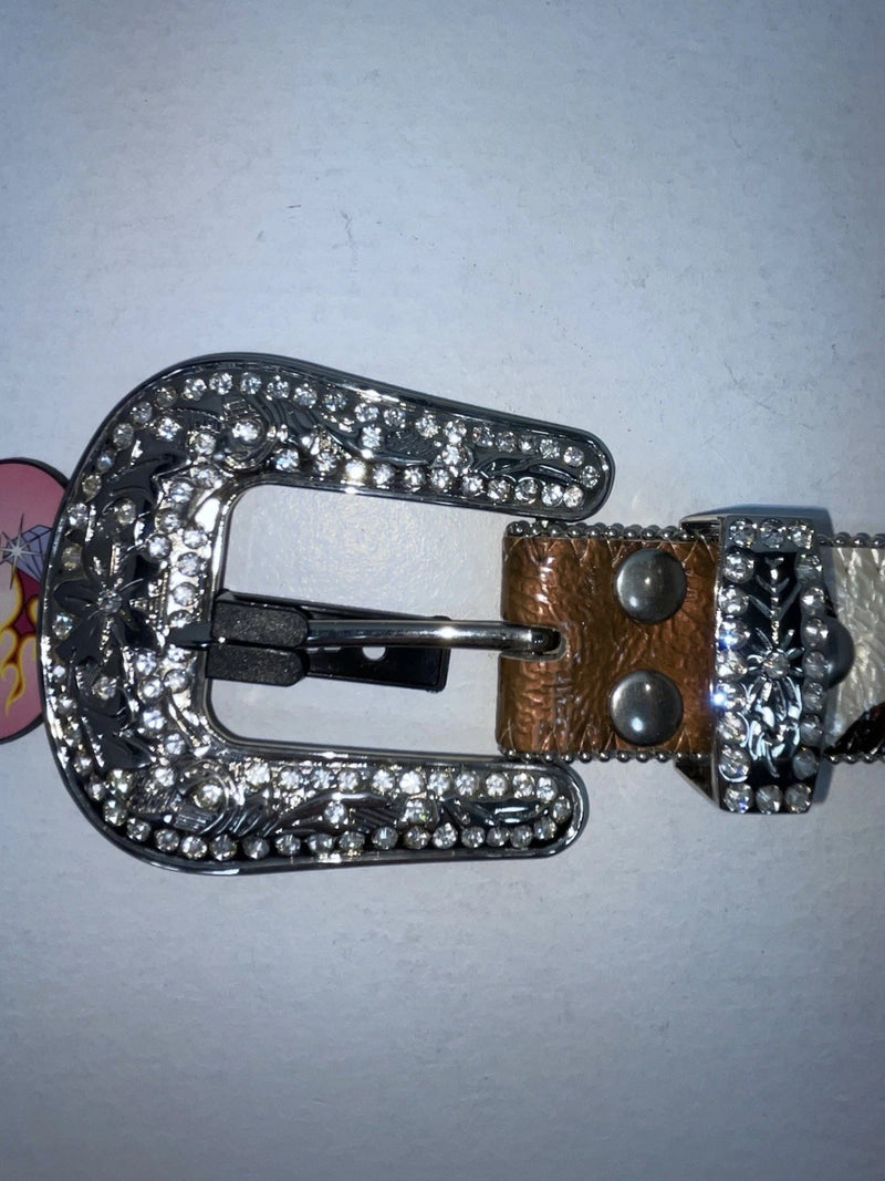 New Cow Print Genuine Leather Blazin Roxx Bling S Belt #N3510602 Z-59