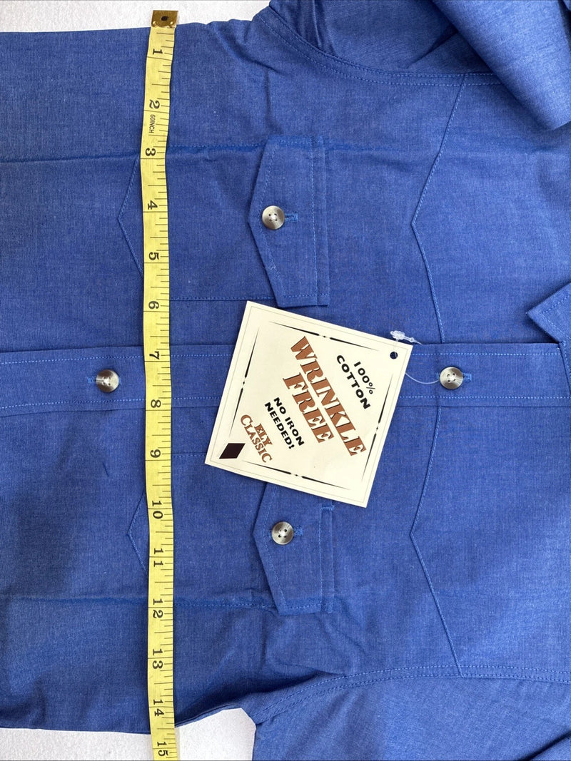 New Kids ELY Cattleman Blue Long Sleeve Button Up Small DD-134