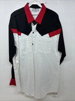 New Men’s Cowboy Threads Black Red White Long Sleeve Button Up Large MM-116