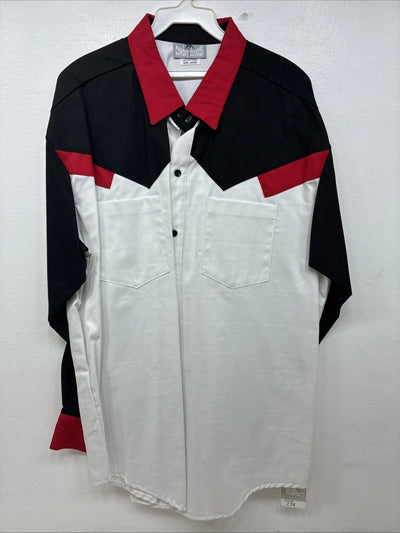 New Men’s Cowboy Threads Black Red White Long Sleeve Button Up Large MM-116