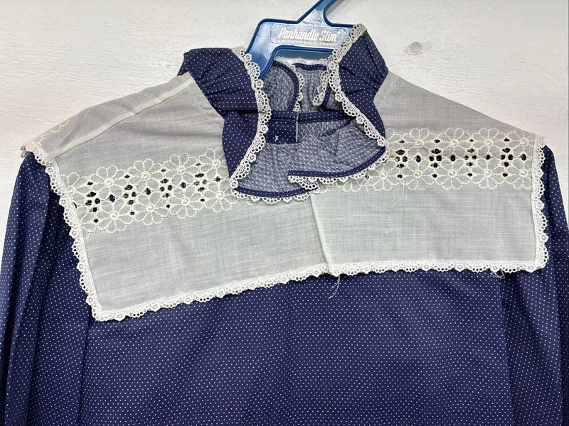 New Women’s Panhandle Slim Blue Design Long Sleeve Button Up Size 30 MM-90