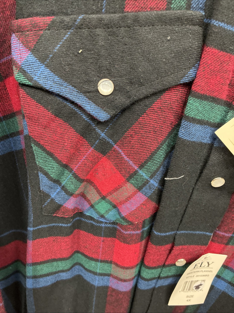 New Men’s ELY Cattleman Multiple Color Flannel Long Sleeve Pearl Snap 4XL E-86