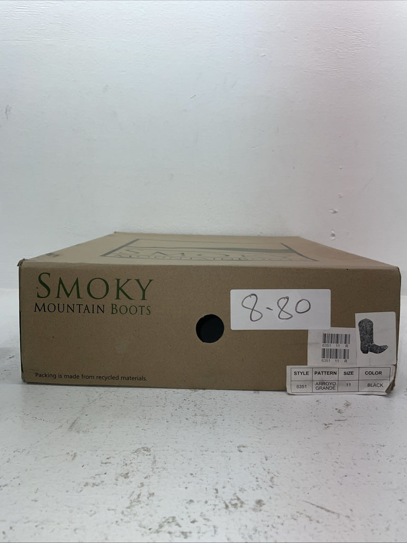 New Men’s Black Smoky Mountain Cowboy Boots. 6351 11 D. 8-80