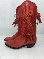 New Women’s Red Fringe Capezio Cowboy Boots. 693 6.5 6 1/2 M. 19-75