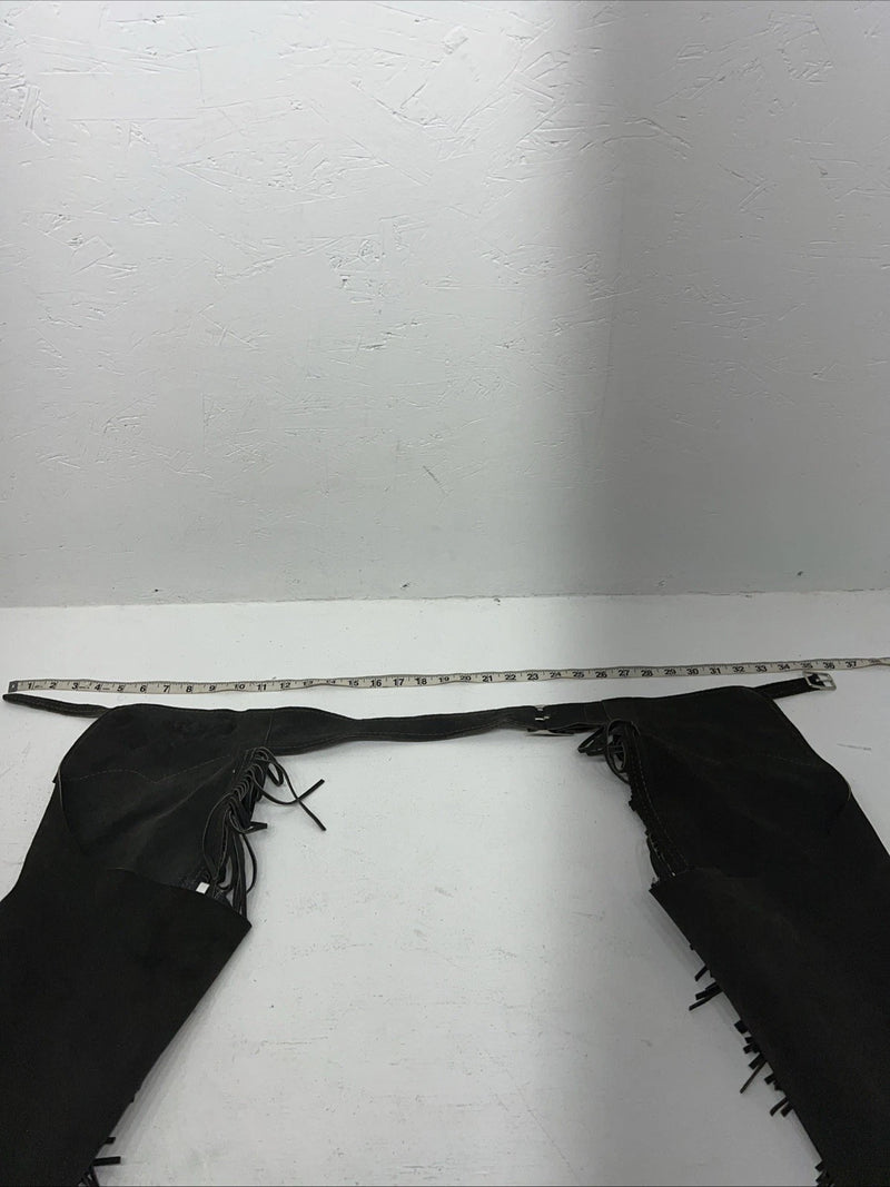 NOS Gray Show Chaps With Fringe Adjustable Waist 36” N-22