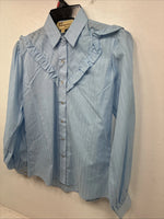 New Women’s ELY Champion Blue Long Sleeve Pearl Snap Size Small TT-135
