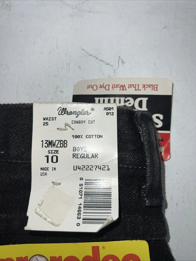 New Boys Black Wrangler Cowboy Cut Pro Rodeo Denim Jeans. 10/25 B-35