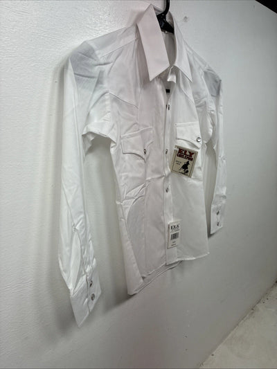 New Kids ELY Cattleman White Long Sleeve Pearl Snap Size Boy 8 YY-64