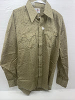 New Men’s Tem Tex Yellow Long Sleeve Pearl Snap Medium B-116