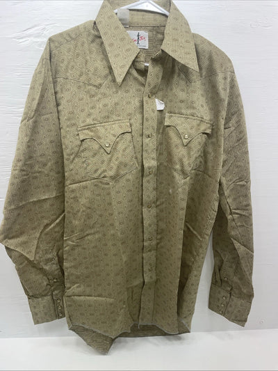 New Men’s Tem Tex Yellow Long Sleeve Pearl Snap Medium B-116