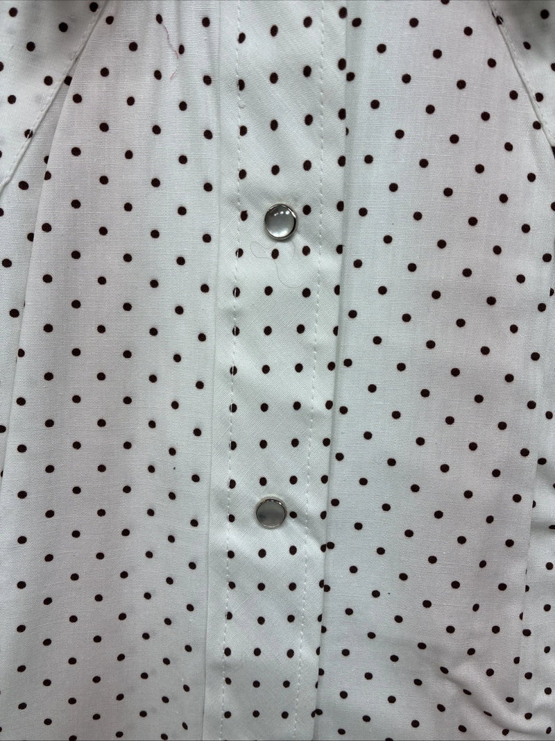 New Women’s Dickson Jenkins White Dottted Long Sleeve Pearl Snap Size 30 LL-92