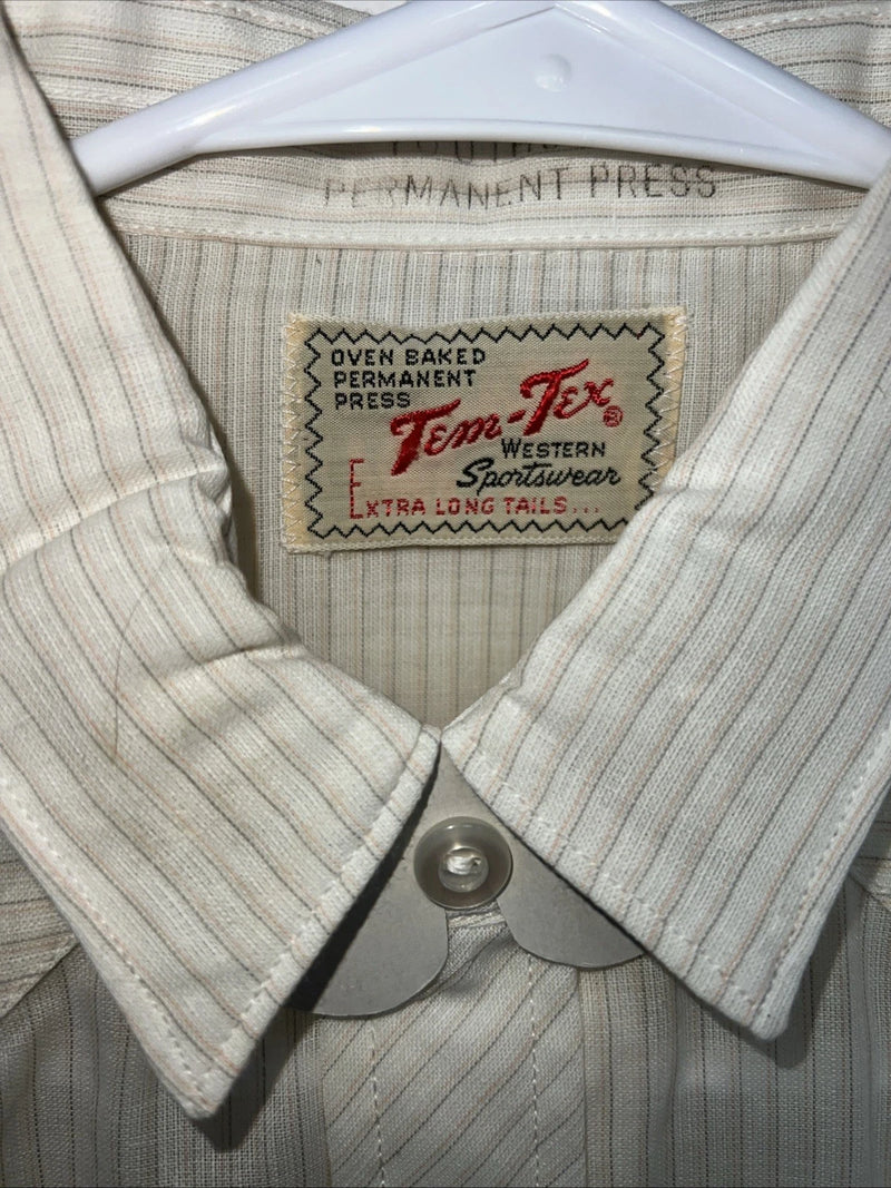 New Children’s Tan Stripped Tem-Tex Western Long Sleeve Button Up Shirt. 16 S-35