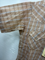 New Men’s ELY Cattleman Tan Plaid Short Sleeve Pearl Snap Medium Short K-70