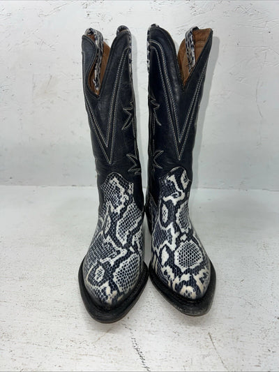 New Women’s Navy Snakeskin Texas Brand Cowboy Boots. 72 6 C. 18-93