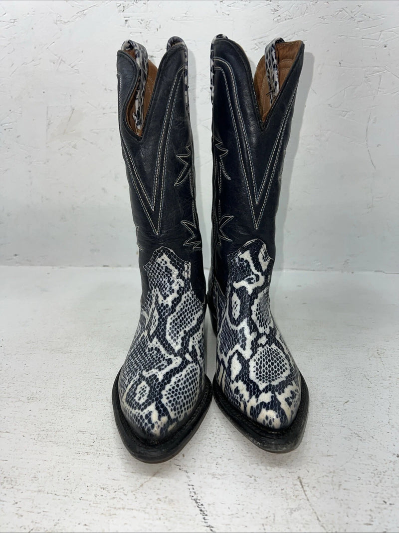 New Women’s Navy Snakeskin Texas Brand Cowboy Boots. 72 6 C. 18-93