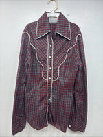 New Women’s Mr. Nick Red Plaid Long sleeve Button Up Size 8 Small KK-47