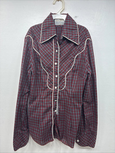 New Women’s Mr. Nick Red Plaid Long sleeve Button Up Size 8 Small KK-47