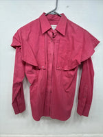 New Women’s Longhorn Pink long Sleeve Button Up Size 6/28  TT-76