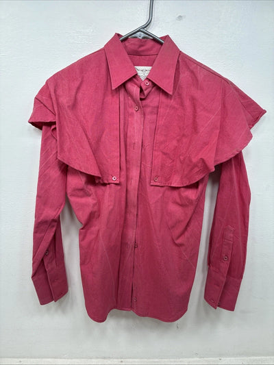 New Women’s Longhorn Pink long Sleeve Button Up Size 6/28  TT-76
