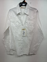 New Women’s Cumberland White Cheetah Print Long Sleeve Pearl Snap Medium LL-65